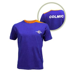Camiseta Colmic Azul/Naranja Deportiva y Transpirable