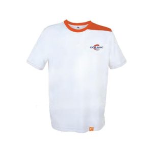 Camiseta Colmic Blanca/Naranja Deportiva y Ligera