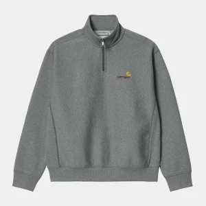 Suéter Carhartt WIP Half Zip American Script Dark Grey Heather