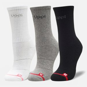 Calcetín Unisex Logo Lippi Pack Mid Negro/Blanco/Gris Lippi