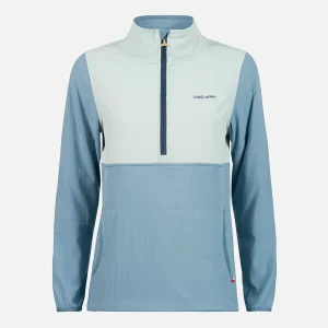 Poleron Mujer Del Sur 1/4 Zip Sin Capucha  Celeste Haka Honu