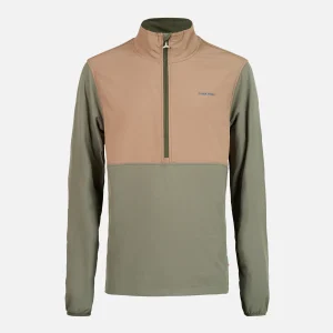 Poleron Hombre Del Sur 1/4 Zip Sin Capucha  Verde Militar Haka Honu
