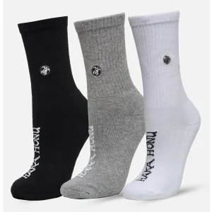 Calcetín Unisex Las Tres Puntas Pack Largo Negro / Gris / Blanco Haka Honu